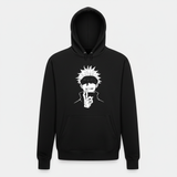 Black anime character hoodie front - square