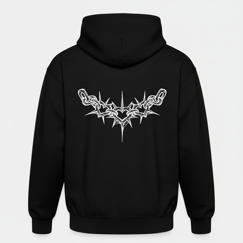 Black chain heart hoodie back - square