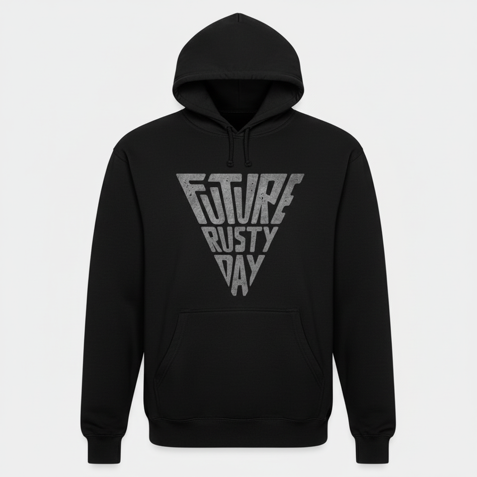 Black FUTURE RUSTY DAY hoodie front - square