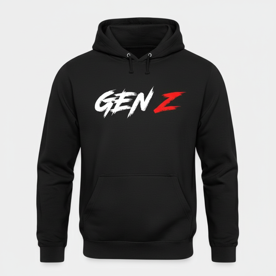 Black GEN Z hoodie front - square