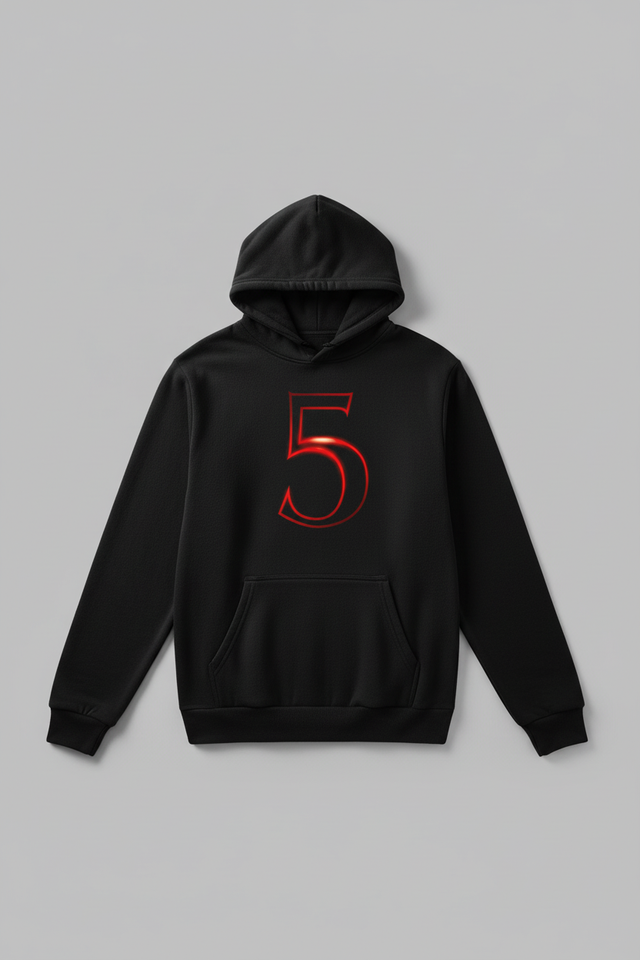 Black hoodie with number 5 - product shot