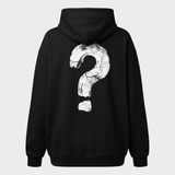 Black question mark hoodie back - square