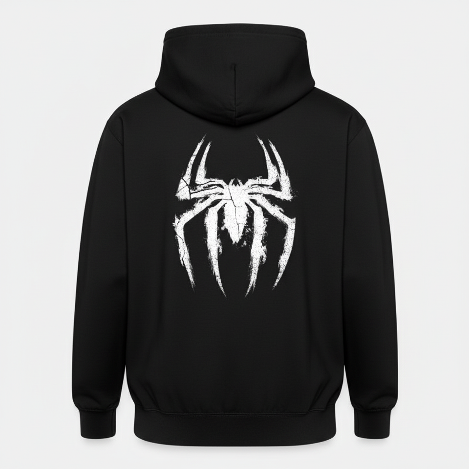 Black Spider-Man logo hoodie back - square