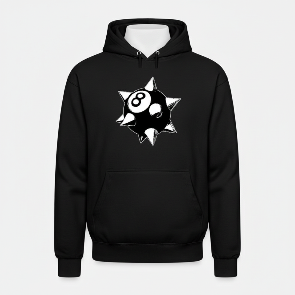Black spiky ball hoodie front - square