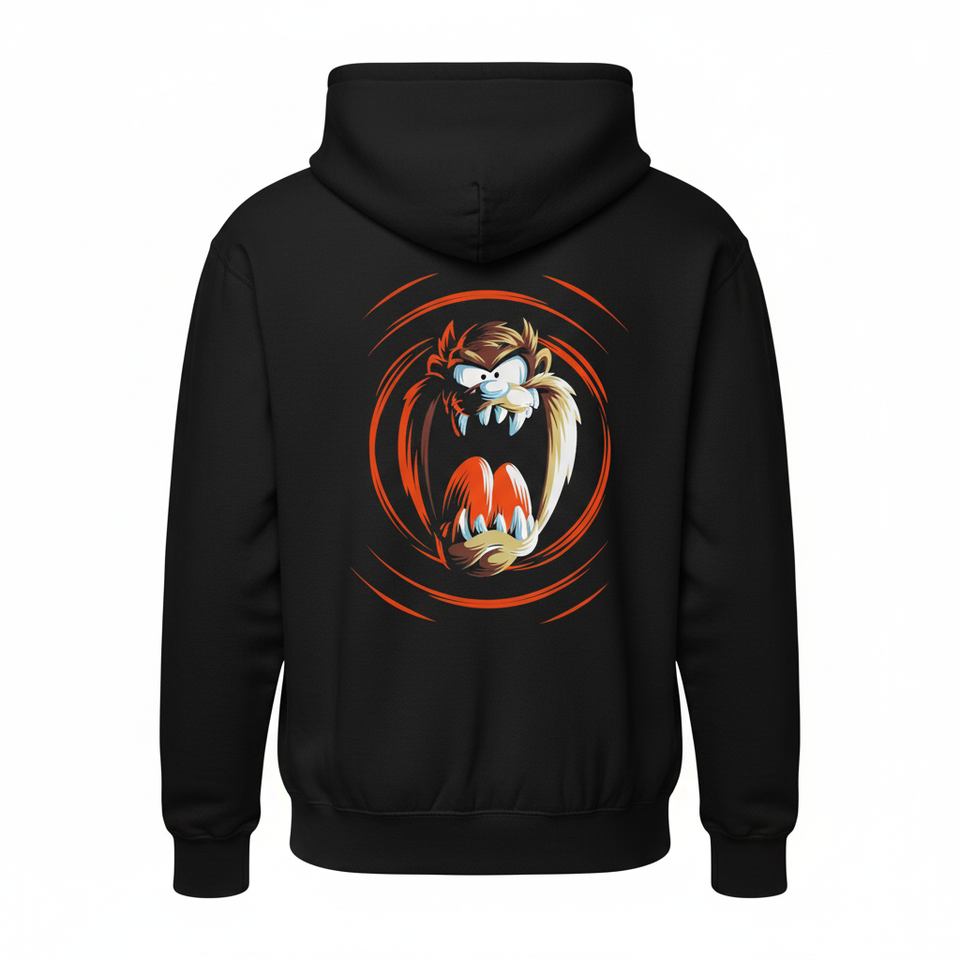 Black Taz spinning hoodie back - square