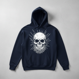Navy blue hoodie with skull print