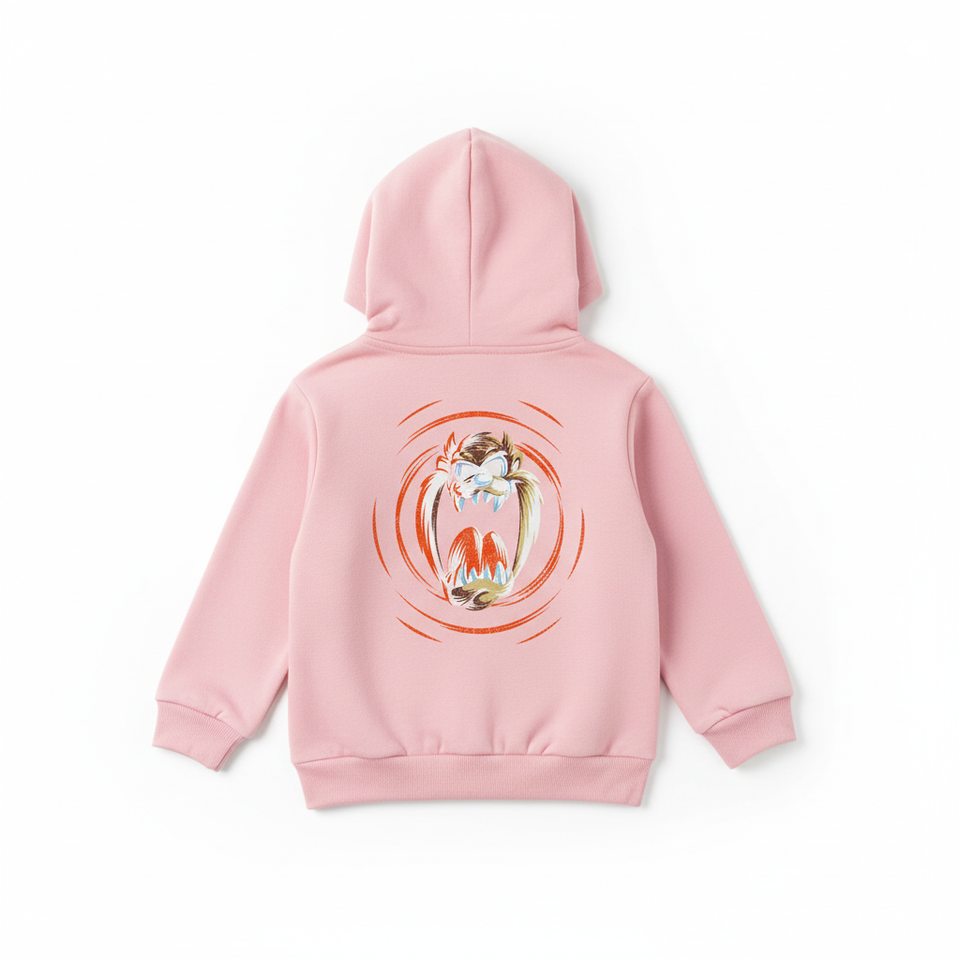 Pink Taz spinning hoodie back - square