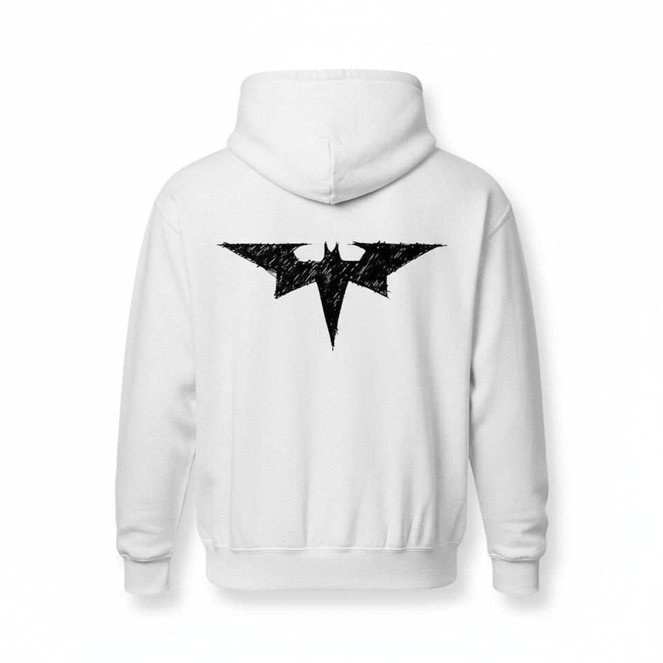 White Batman grunge hoodie back - square