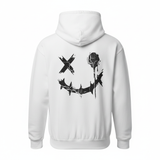 White dripping smiley hoodie back - square