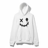 White dripping smiley hoodie front - square