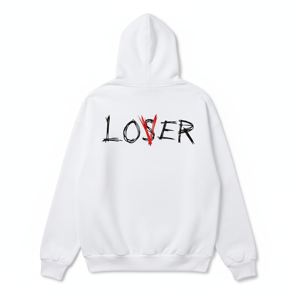 White LOVER hoodie back - square