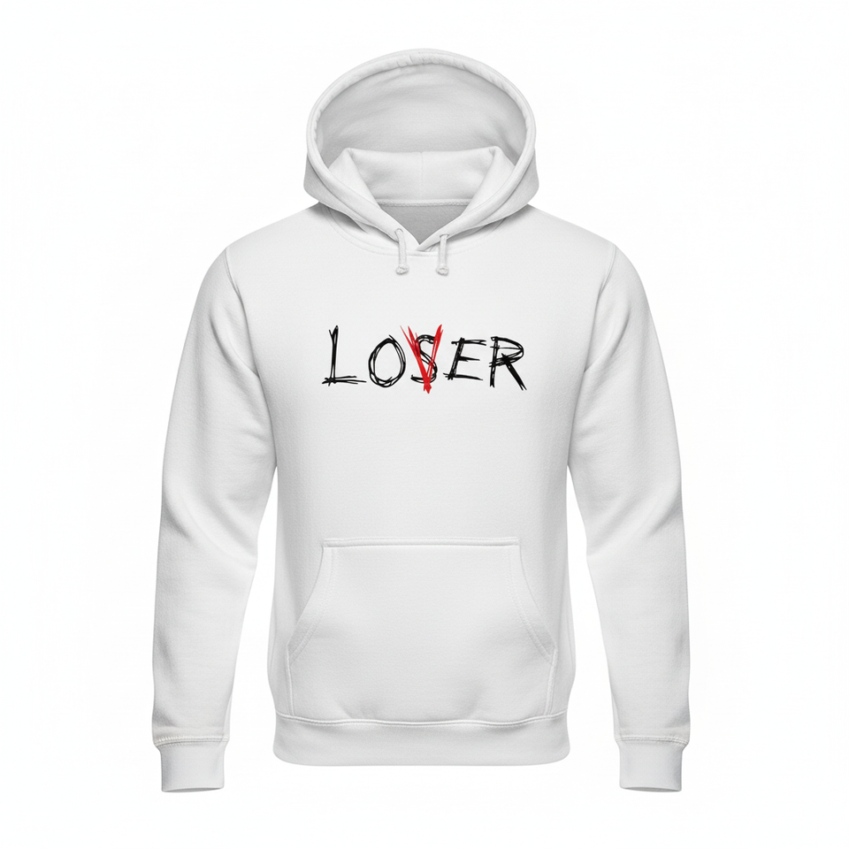 White LOVER hoodie front - square
