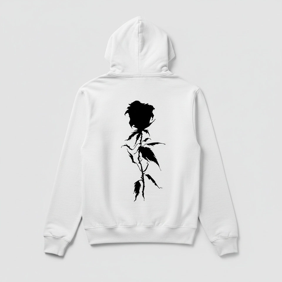 White rose hoodie back - square