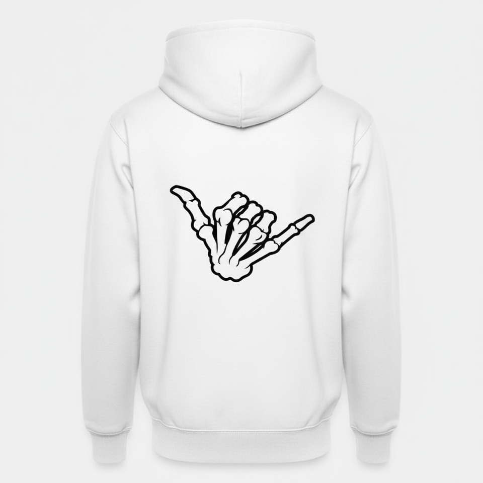 White shaka hoodie back - square