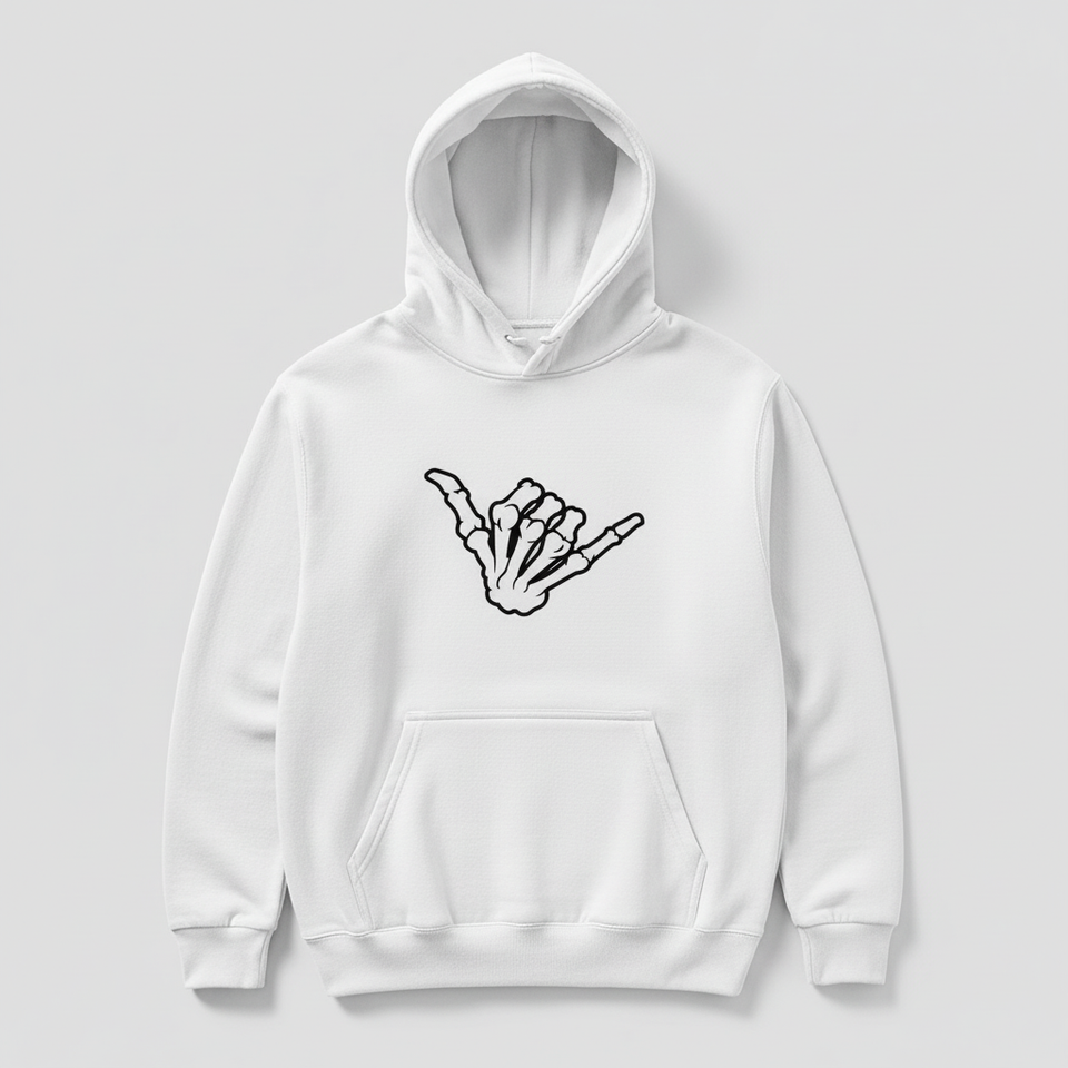 White shaka hoodie front - square