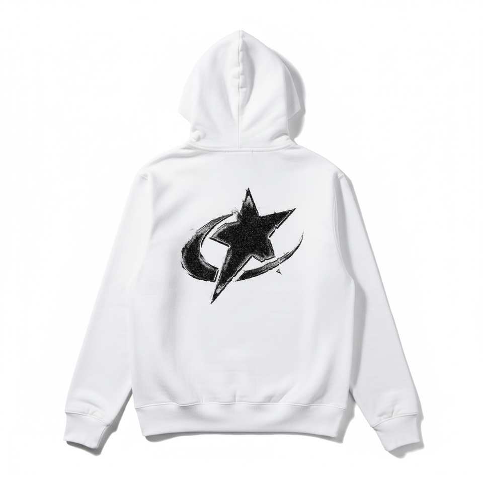 White star crescent hoodie back - square
