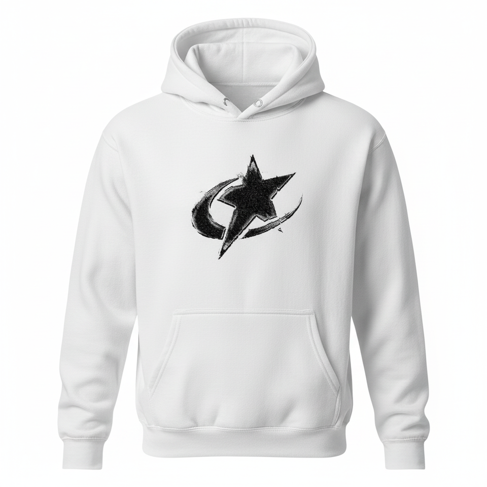 White star crescent hoodie front - square