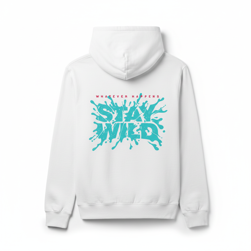 White Stay Wild hoodie back - square