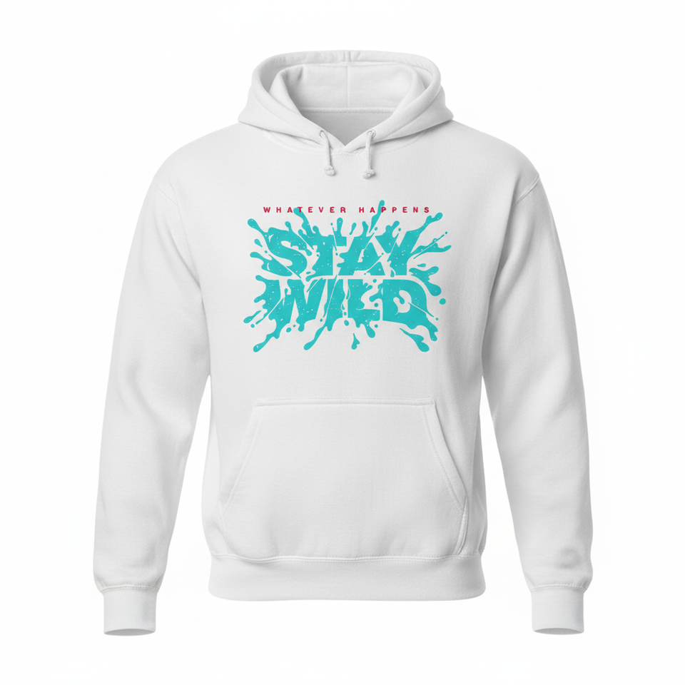 White Stay Wild hoodie front - square