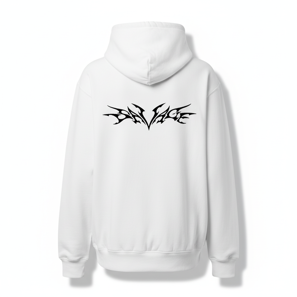 White tribal wings hoodie back - square