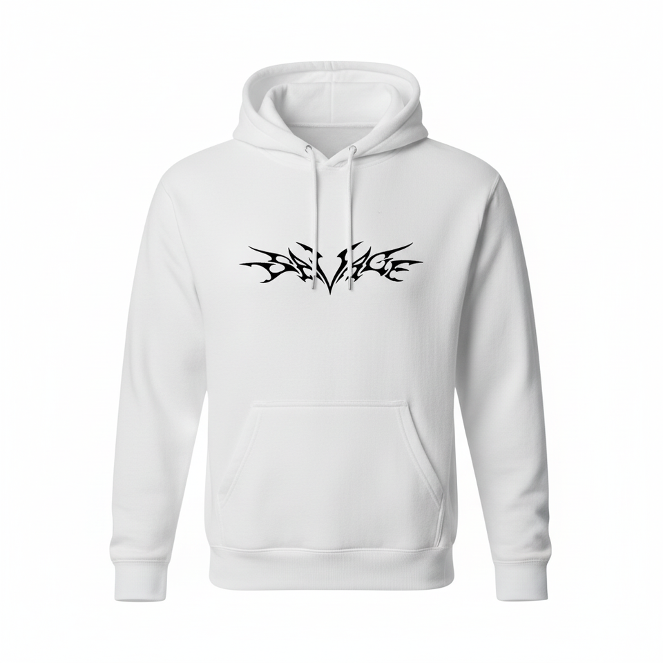 White tribal wings hoodie front - square