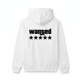 White WANTED hoodie back - square